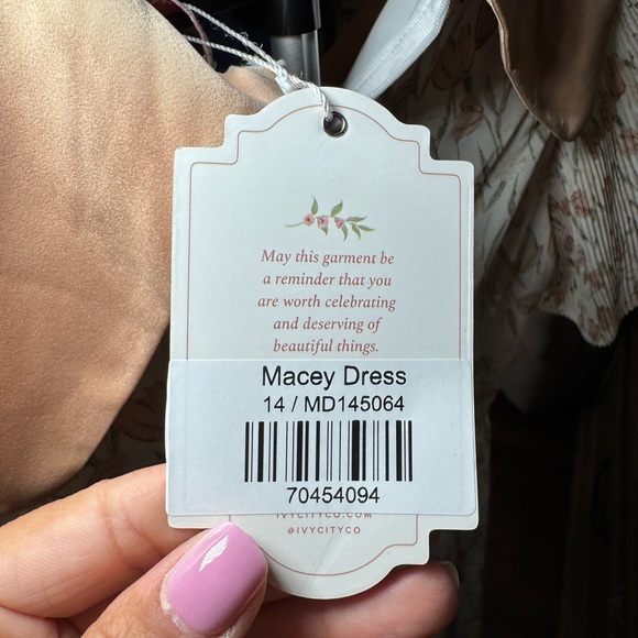 Ivy City Co Floral Dress with Peach Bow - Picture 2 of 2